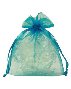 Flat Organza Bags, Turquoise, 4" x 5"
