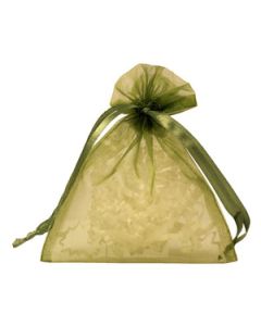 Flat Organza Bags, Olive, 4" x 5"