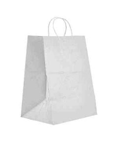 Recycled White Kraft Paper Shopping Bags, 13" x 6" x 15-3/4" (Senior)