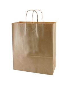 Recycled Natural Kraft Paper Shopping Bags, 13" x 6" x 15-3/4" (Senior)