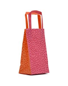 Orange & Pink Mosaic, Pattern Frosted Shoppers with Handles, 5" x 3" x 8" x 3"