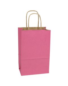 Pink, Small Shadow Stripe Paper Shopping Bags, 5-1/2" x 3-1/4" x 8-3/8" (Gem)