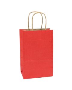 Red, Small Shadow Stripe Paper Shopping Bags, 5-1/2" x 3-1/4" x 8-3/8" (Gem)