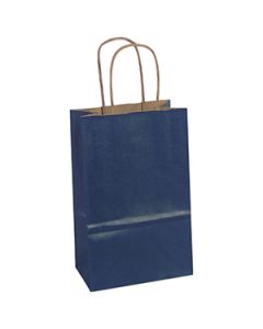 Navy, Small Recycled Paper Shopping Bags, 5-1/2" x 3-1/4" x 8-3/8" (Gem)