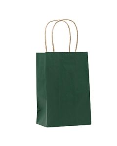 Forest Green, Small Shadow Stripe Paper Shopping Bags, 5-1/2" x 3-1/4" x 8-3/8" (Gem)