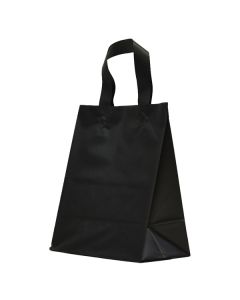 Black Frosted Shoppers with Loop Handles, 8" x 5" x 10" x 5"