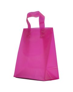 Hot Pink Frosted Shoppers with Loop Handles, 8" x 5" x 10" x 5"