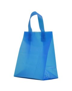 Ocean Blue Frosted Shoppers with Loop Handles, 8" x 5" x 10" x 5"