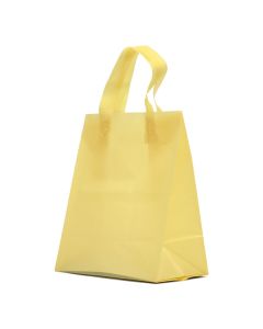 Chamois Frosted Shoppers with Loop Handles, 8" x 5" x 10" x 5"