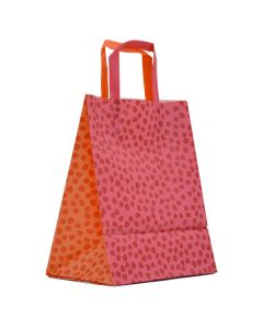 Orange & Pink Mosaic, Pattern Frosted Shoppers with Handles, 8" x 5" x 10" x 5"