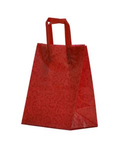Red Paisley, Pattern Frosted Shoppers with Handles, 8" x 5" x 10" x 5"