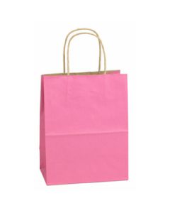 Pink, Medium Shadow Stripe Paper Shopping Bags, 8" x 4-3/4" x 10-1/2" (Cub)