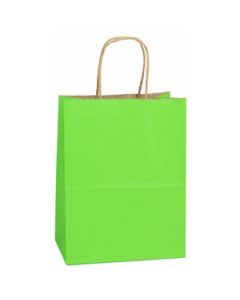 Apple Green, Medium Shadow Stripe Paper Shopping Bags, 8" x 4-3/4" x 10-1/2" (Cub)
