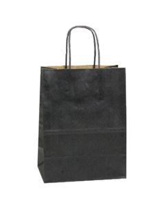 Black, Medium Shadow Stripe Paper Shopping Bags, 8" x 4-3/4" x 10-1/2" (Cub)