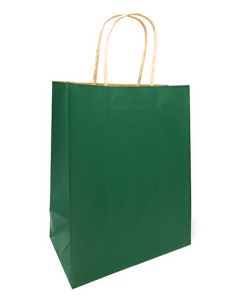 Forest Green, Medium Shadow Stripe Paper Shopping Bags, 8" x 4-3/4" x 10-1/2" (Cub)