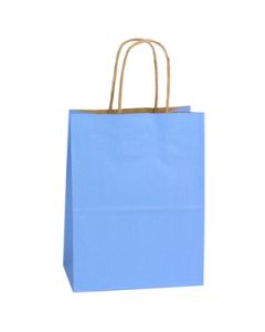 French Country Blue, Medium Shadow Stripe Paper Shopping Bags, 8" x 4-3/4" x 10-1/2" (Cub)