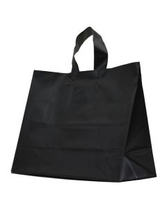 Black Frosted Shoppers with Loop Handles, 16" x 6" x 12" x 6"
