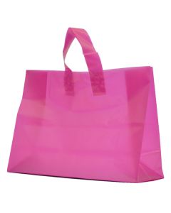 Hot Pink Frosted Shoppers with Loop Handles, 16" x 6" x 12" x 6"