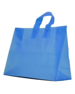 Ocean Blue Frosted Shoppers with Loop Handles, 16" x 6" x 12" x 6"