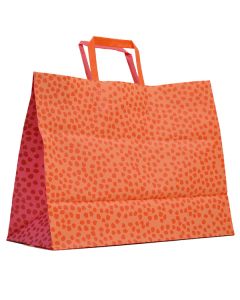 Orange & Pink Mosaic, Pattern Frosted Shoppers with Handles, 16" x 6" x 12" x 6"