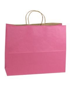 Pink, Large Shadow Stripe Paper Shopping Bags, 16" x 6" x 13" (Vogue)