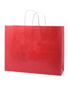 Red, Large Shadow Stripe Paper Shopping Bags, 16" x 6" x 13" (Vogue)