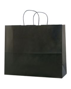 Black, Large Shadow Stripe Paper Shopping Bags, 16" x 6" x 13" (Vogue)