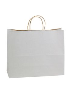 White, Large Shadow Stripe Paper Shopping Bags, 16" x 6" x 13" (Vogue)