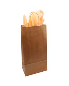 Burnt Orange, Double Bottle Wine Shopping Bags, 6-1/4" x 3-1/2" x 13"
