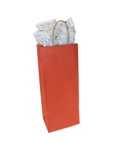 Burnt Orange, Single Bottle Wine Shopping Bags, 5-1/4" x 3-1/2" x 13" (Vino)