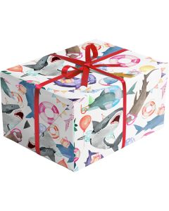 Bulk Gift Wrap, Shark Party, 1/4 Ream 208' x 30"