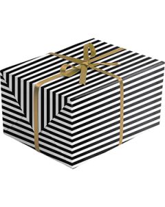 Graphic Gift Wrap, Black White Stripe Matte/Gloss, Embossed