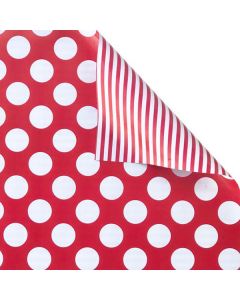 Red Dot &amp; Stripe, Double Sided Gift Wrap, 24&quot; x 417&#039;
