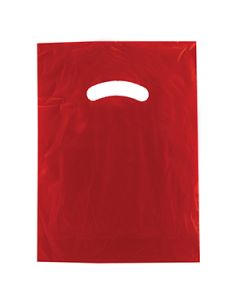 Red, Gloss Christmas Plastic Merchandise Bags, 9" x 12"