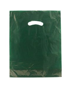 Dark Green, Gloss Christmas Plastic Merchandise Bags, 12" x 15"
