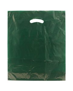 Dark Green, Gloss Christmas Plastic Merchandise Bags, 15" x 18" + 4"