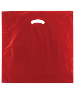 Red, Gloss Christmas Plastic Merchandise Bags, 18" x 18" + 4"