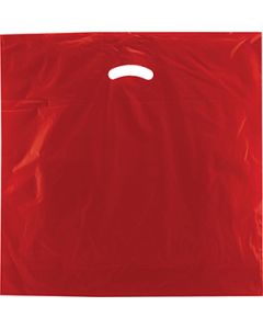 Red, Gloss Christmas Plastic Merchandise Bags, 20" x 20" + 5"