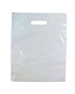 White, Medium Patch Handle Plastic Merchandise Bags