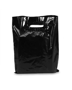 Black, Large Patch Handle Plastic Merchandise Bags