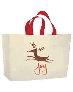 Joy' Printed Plastic Holiday Bags, 22" x 18" + 8"