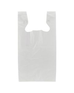 White, Heavy duty Reusable T-Shirt Bags, 12" x 7" x 22"