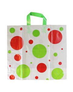 Dots, Printed Plastic Holiday Bags, 16" x 15" x 6"