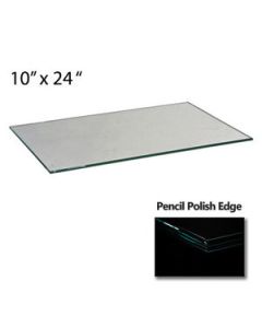 3/16" Tempered Shelf Glass Square Corners, 10" x 24"