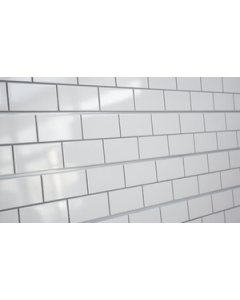 3D Subway Tile Textured Slatwall, White w/ White Grout