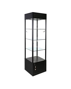 Square Lighted Tower Display Case, 20"L X 20"W x 73"H