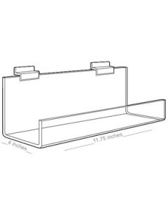 Acrylic Shelves for Slatwall, Slatgrid with open ends, 11" x 4"