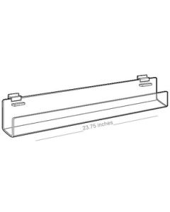 Acrylic J Rack 20 deg. Tilt Back for Slatwall with open ends, 24"