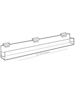 Acrylic J Rack 20 deg. Tilt Back for Slatwall with closed ends, 24"