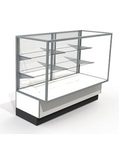 48", Mirror Doors, Full Vision Showcases with LED Strip Lights, Locks